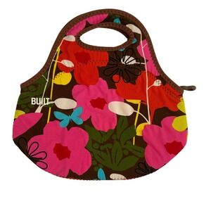 BUILT NY French Bull Gourmet‎ Getaway Floral Neoprene Lunch Tote Bag Brown Pink